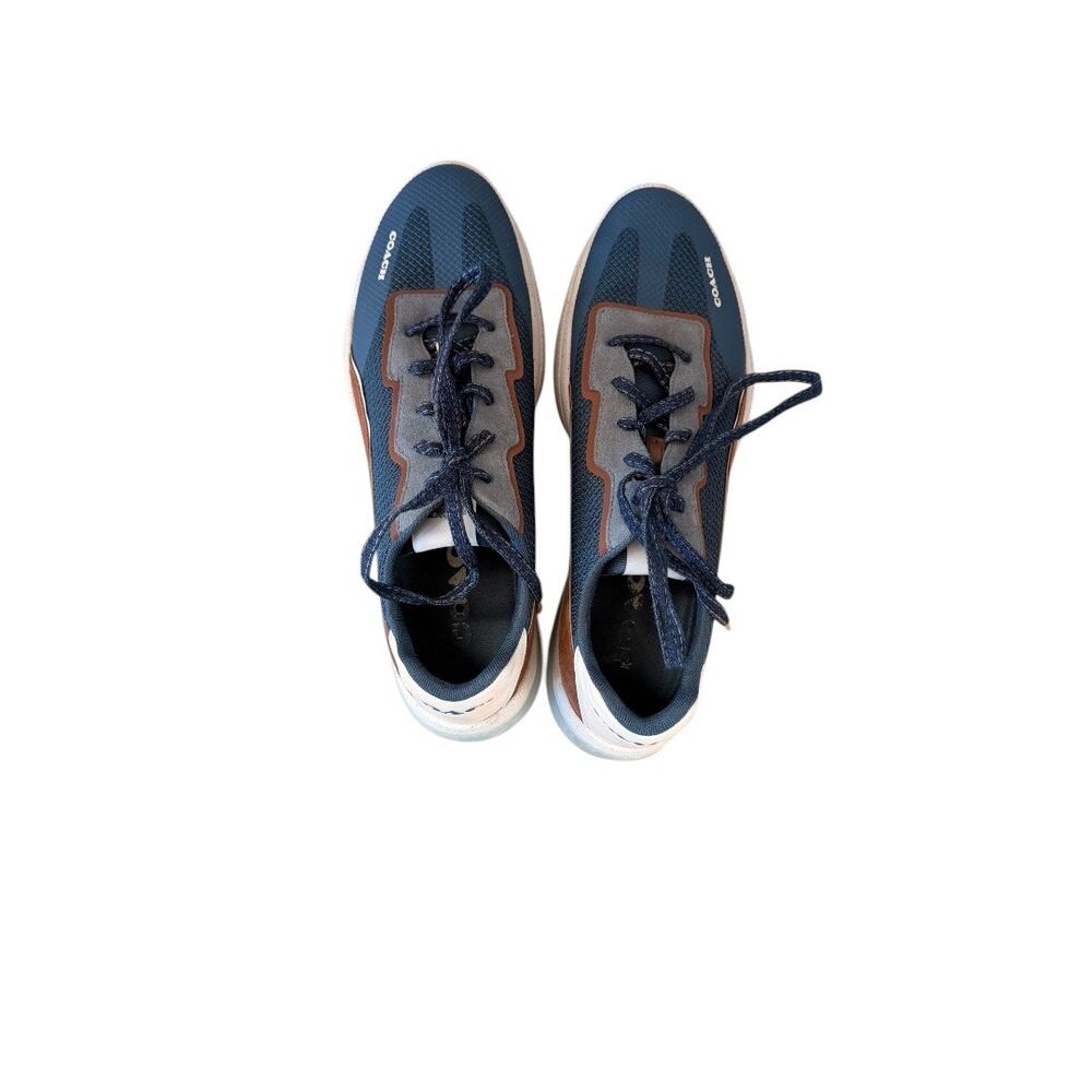 COACH Men’s Tech Runner Sneakers - Blue/Brown Suede - Picture 8 of 10